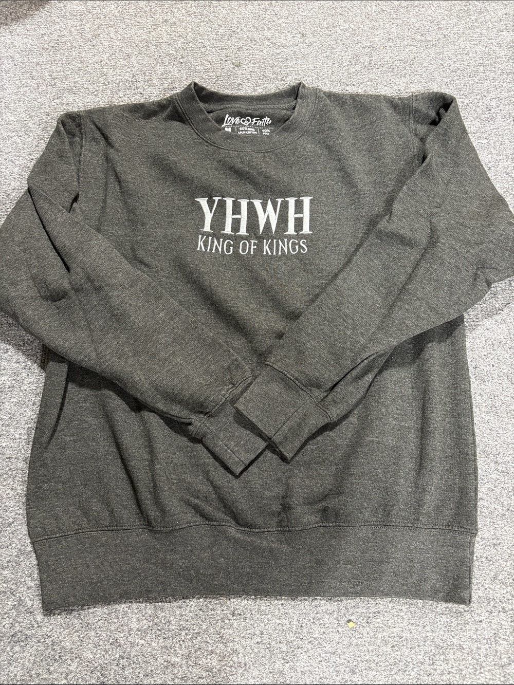 YHWH King of Kings Crewneck Sweatshirt in Dark Gray